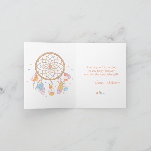 トライバルドリームキャッチャーBohoベビーシャワーありがとう3 サンキューカード (内部)