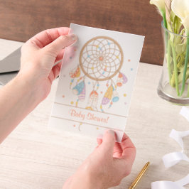トライバルドリームキャッチャーBohoベビーシャワーインサート ベラム紙招待状