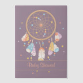 トライバルドリームキャッチャーBohoベビーシャワーパープルインサート ベラム紙招待状 (正面)