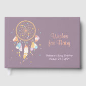 トライバルドリームキャッチャーBOHOベビーシャワーパープル ゲストブック (正面)