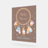 トライバルドリームキャッチャーBohoベビーシャワーブラウン アクリルサイン (傾斜)