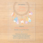 トライバルドリームキャッチャーBohoベビーシャワー透明 アクリル招待状 (正面)