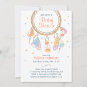 トライバルドリームキャッチャーBOHOベビーシャワー 招待状 (正面)