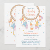 トライバルドリームキャッチャーBOHOベビーシャワー 招待状 (正面/裏面)