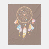 トライバルドリームキャッチャーBoho Brown フリースブランケット (正面)