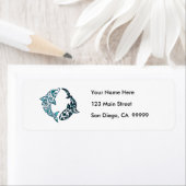 トライバルドルフィンとサメの刺青 ラベル (インサイチュ)