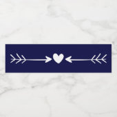 トライバルネイビーブルーハート&ラブアローズ結婚ズ ペットボトルラベル (シングルラベル)