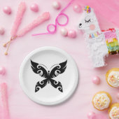 トライバルバタフライタトゥーブラックイはっきりしたンクスタイル ペーパープレート (パーティー)