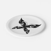 トライバルバタフライタトゥーブラックイはっきりしたンクスタイル ペーパープレート (アングル)