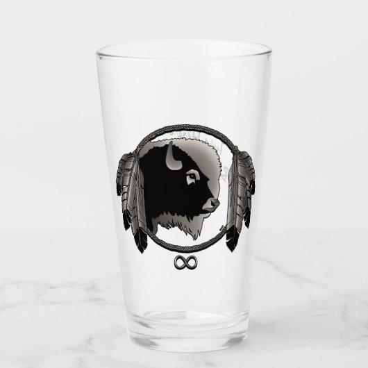 トライバルバッファローグラスMetisアートグラスのパーソナライズ タンブラーグラス (正面)