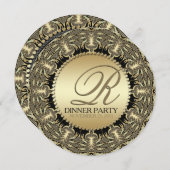 トライバルバロックゴールデンディナーパーティー（ラウンド） 招待状 (正面/裏面)