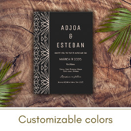 トライバルパターンブラックボヘミアン結婚式招待状 招待状