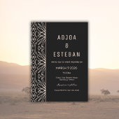 トライバルパターンブラックボヘミアン結婚式招待状 招待状