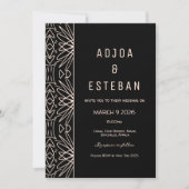 トライバルパターンブラックボヘミアン結婚式招待状 招待状 (正面)