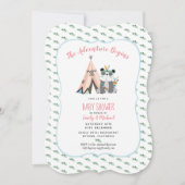 トライバルパンダベビーガールシャワー招待状 招待状 (正面)