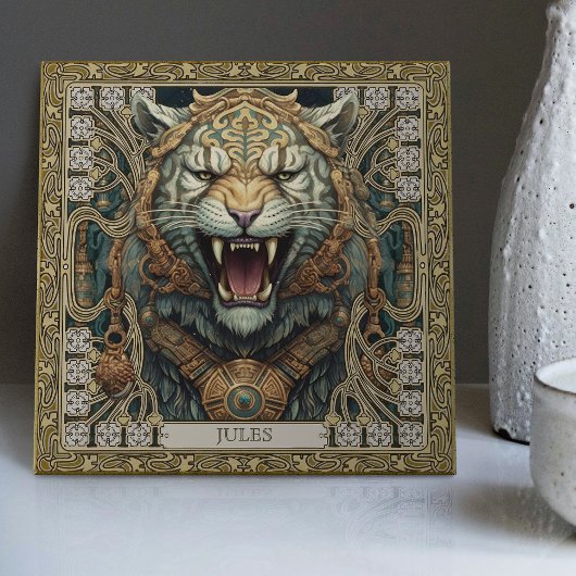 トライバルパーソナライズされたタイガースピリットポートレート タイル