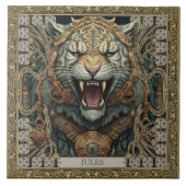 トライバルパーソナライズされたタイガースピリットポートレート タイル (正面)