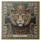 トライバルパーソナライズされたタイガースピリットポートレート タイル (正面)