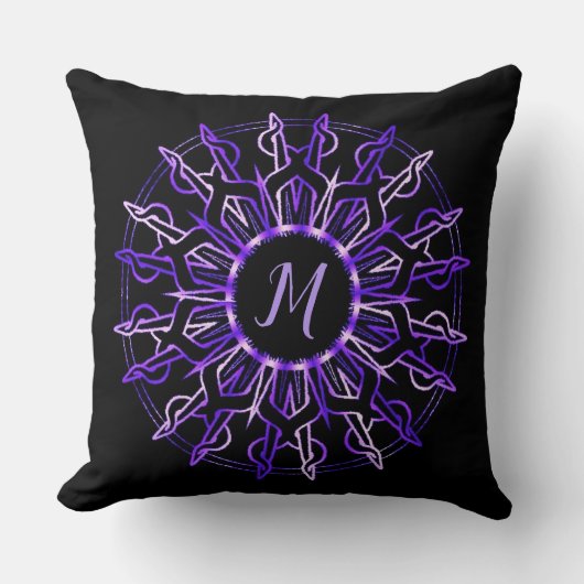 トライバルパープルサン装飾用クッション クッション (正面)