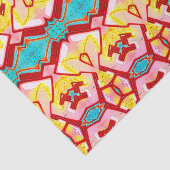 トライバルピンクティール(緑がかった色)アートパターンデコパージュ 薄葉紙 (詳細)