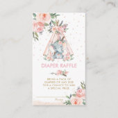 トライバルピンクフローラ象ベビーおむつラッフルエン エンクロージャーカード (正面)