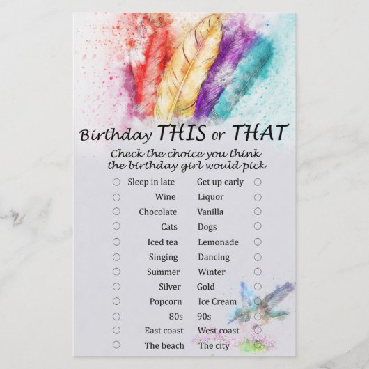 トライバルフェザー誕生日このゲームまたはそのゲーム (正面)