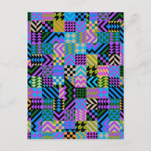 トライバルフォークアートブルー ポストカード (正面)