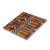 トライバルフォークアート – ラストネイビーイエロー タイル (側面)