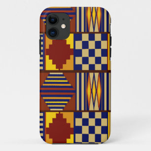 トライバルフォークアート – ラストネイビーイエロー iPhone 11 ケース