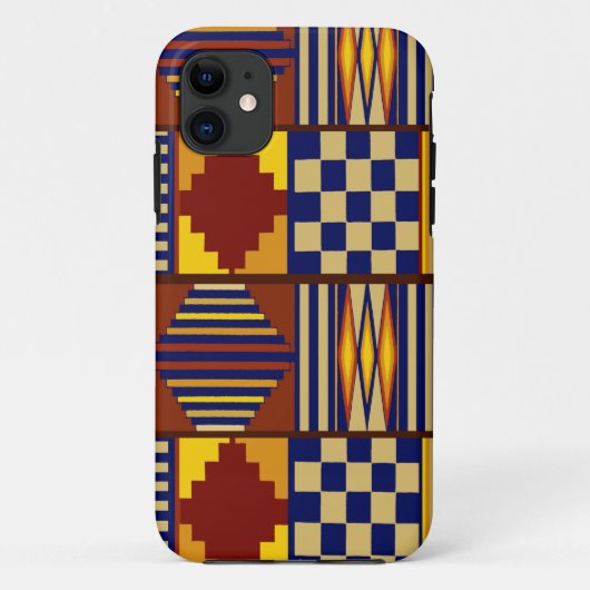 トライバルフォークアート – ラストネイビーイエロー Case-Mate iPhoneケース (裏面)