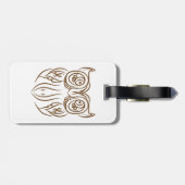 トライバルフクロウラインアートモダンブラウン抽象芸術 ラゲッジタグ (裏面横)