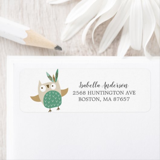 トライバルフクロウ野生ワンベビーシャワー住所 シール (インサイチュ)