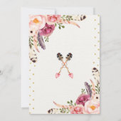 トライバルフローラテペ2ワイルド誕生日シック金ゴールド 招待状 (裏面)