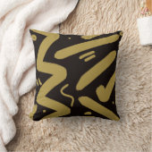 トライバルブラックと金ゴールド クッション (ブランケット)