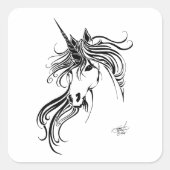 トライバルブラックインクユニコーン スクエアシール (正面)