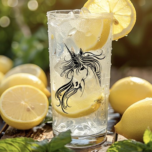 トライバルブラックインクユニコーン タンブラーグラス