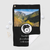 トライバルブラックウルフシルエットローレルモノグラム写真 ゴルフタオル (インサイチュ)