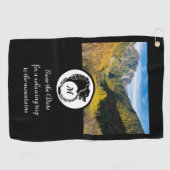 トライバルブラックウルフシルエットローレルモノグラム写真 ゴルフタオル (横)