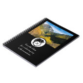 トライバルブラックウルフシルエットローレルモノグラム写真 ノートブック (左側)