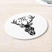 トライバルブラックスタグシルエットモノグラム ラウンドペーパーコースター (アングル)
