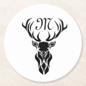トライバルブラックスタグシルエットモノグラム ラウンドペーパーコースター (正面)