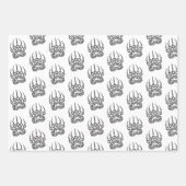 トライバルブラックベアーポー ラッピングペーパーシート (正面)