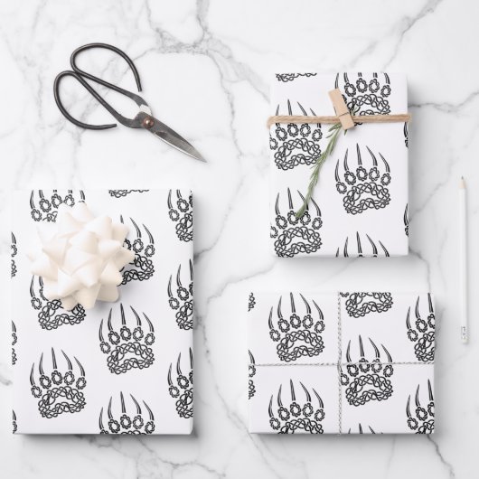 トライバルブラックベアーポー ラッピングペーパーシート (正面)