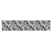 トライバルブラックラブバードダマスクパターン ショートテーブルランナー (横)