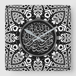 トライバルブラック+ホワイト恵み書道壁 スクエア壁時計