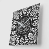 トライバルブラック+ホワイト恵み書道壁 スクエア壁時計 (傾斜)