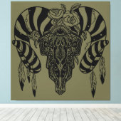 トライバルブルスカル キャンバスプリント (インサイチュ (ウッドフロア))