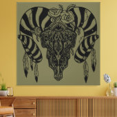 トライバルブルスカル キャンバスプリント (インサイチュ (リビング))