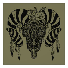 トライバルブルスカル フォトプリント           