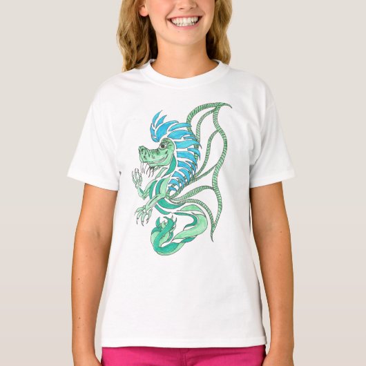 トライバルブルードラゴン Tシャツ (正面)